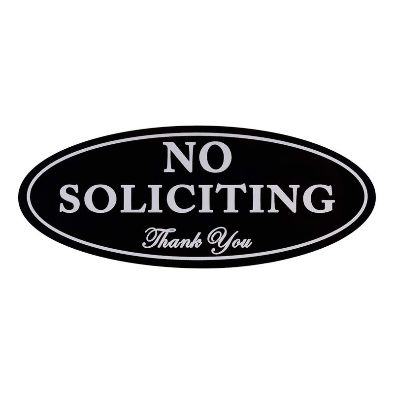 Kichwit No Soliciting Sign with Magnets, Black, 2.8â€ x 7â€, Keeps Unwanted Visitors Away, No Deforming, Residue Free Adhesive Included - Image 1